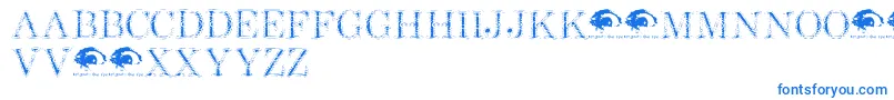 ShottyTransfertrial-Schriftart – Blaue Schriften auf weißem Hintergrund