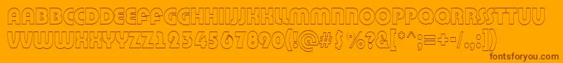 Bighaustitul3DRegular-Schriftart – Braune Schriften auf orangefarbenem Hintergrund