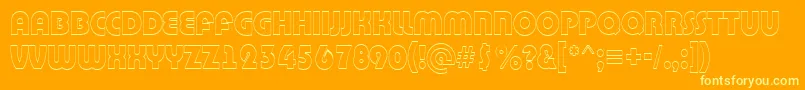 Bighaustitul3DRegular-Schriftart – Gelbe Schriften auf orangefarbenem Hintergrund