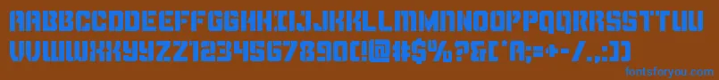 フォントThundertrooper – 茶色の背景に青い文字