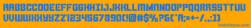 Thundertrooper-Schriftart – Blaue Schriften auf orangefarbenem Hintergrund