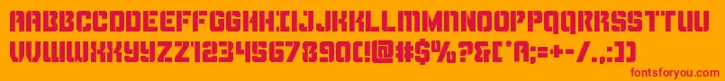 Thundertrooper-Schriftart – Rote Schriften auf orangefarbenem Hintergrund