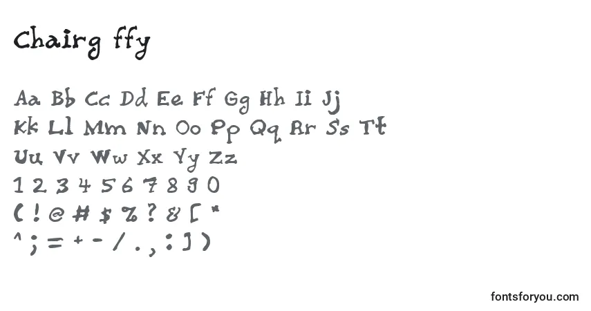 Czcionka Chairg ffy – alfabet, cyfry, specjalne znaki