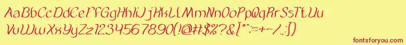 フォントAmazingSymphonyItalic – 赤い文字の黄色い背景