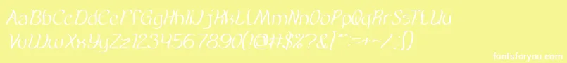 Fonte AmazingSymphonyItalic – fontes brancas em um fundo amarelo