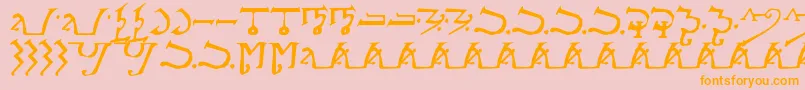 フォントAlpmagi – オレンジの文字がピンクの背景にあります。