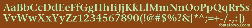 ItcStoneSerifLtSemibold-fontti – vihreät fontit ruskealla taustalla