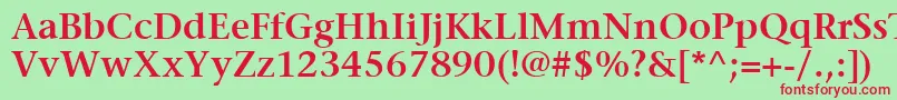 ItcStoneSerifLtSemibold-fontti – punaiset fontit vihreällä taustalla