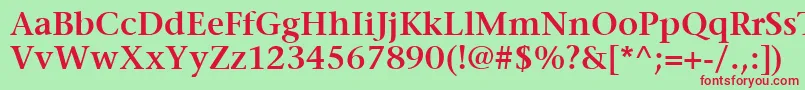 Шрифт ItcStoneSerifLtSemibold – красные шрифты на зелёном фоне