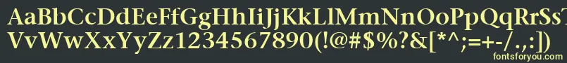 Fonte ItcStoneSerifLtSemibold – fontes amarelas em um fundo preto