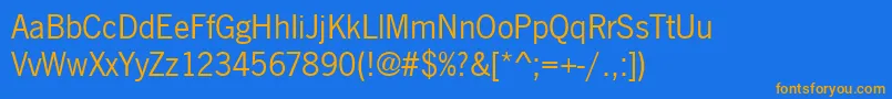 Newsgott Font – Orange Fonts on Blue Background