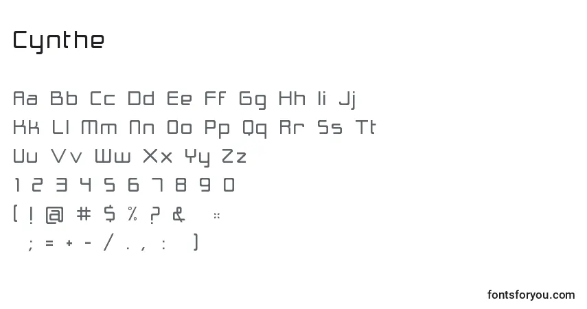 Fuente Cynthe - alfabeto, números, caracteres especiales