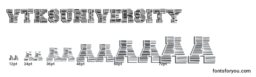Größen der Schriftart VtksUniversity