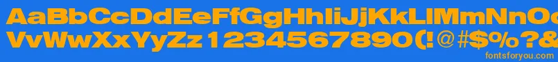 HelbaheavydbBold Font – Orange Fonts on Blue Background