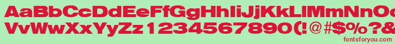HelbaheavydbBold Font – Red Fonts on Green Background