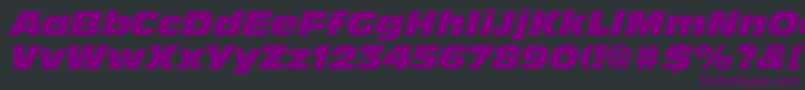 Fonte DecadeBlackSsiExtraBlackItalic – fontes roxas em um fundo preto