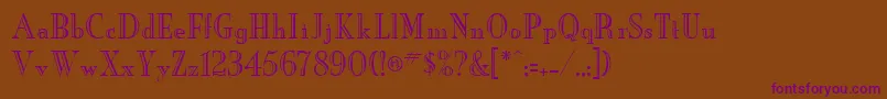 フォントNeworleansengravedRegularDb – 紫色のフォント、茶色の背景