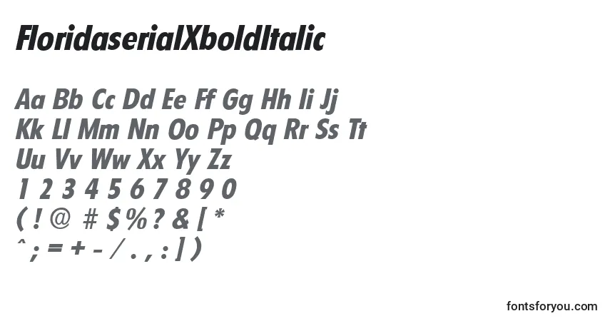 FloridaserialXboldItalicフォント–アルファベット、数字、特殊文字