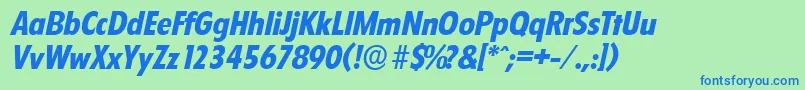 Czcionka FloridaserialXboldItalic – niebieskie czcionki na zielonym tle