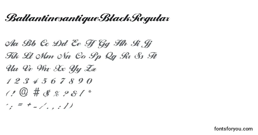 Schriftart BallantinesantiqueBlackRegular – Alphabet, Zahlen, spezielle Symbole