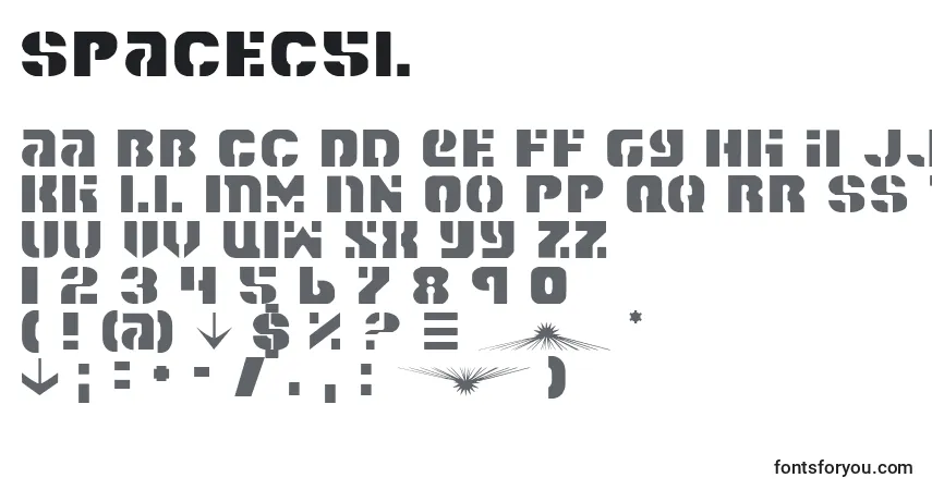 Schriftart Spacec5l – Alphabet, Zahlen, spezielle Symbole