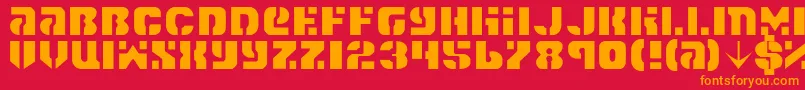 フォントSpacec5l – 赤い背景にオレンジの文字