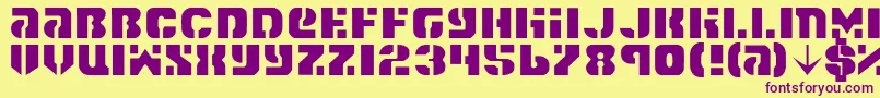 Spacec5l-Schriftart – Violette Schriften auf gelbem Hintergrund