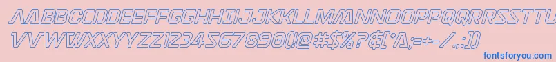 Discotechiaout-Schriftart – Blaue Schriften auf rosa Hintergrund