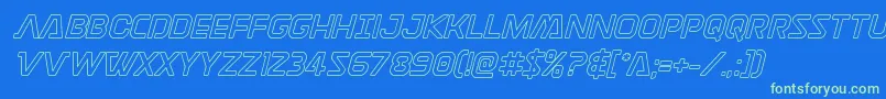 フォントDiscotechiaout – 青い背景に緑のフォント