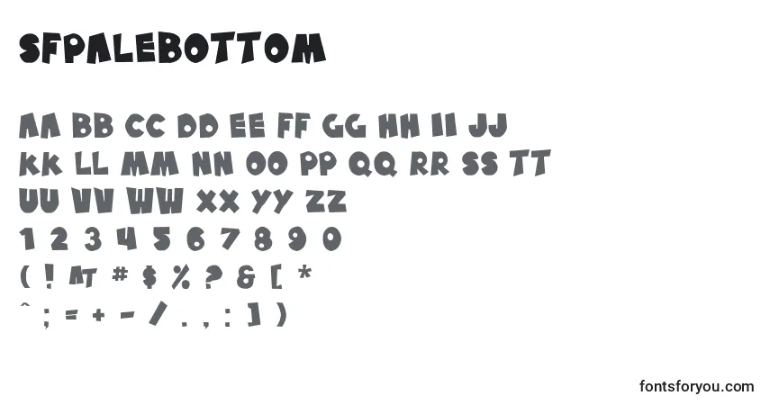 A fonte SfPaleBottom – alfabeto, números, caracteres especiais