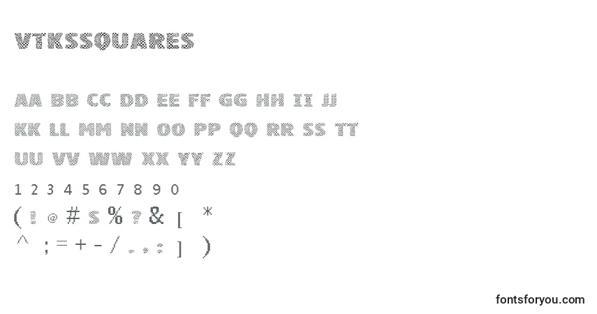 Schriftart Vtkssquares – Alphabet, Zahlen, spezielle Symbole
