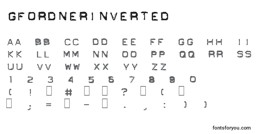 Czcionka GfOrdnerInverted – alfabet, cyfry, specjalne znaki