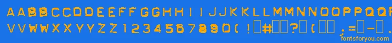 フォントGfOrdnerInverted – オレンジ色の文字が青い背景にあります。
