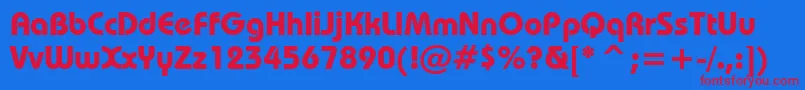フォントBauhausBoldBt – 赤い文字の青い背景