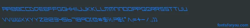 Шрифт LowGunScreenLeftalic – синие шрифты на чёрном фоне
