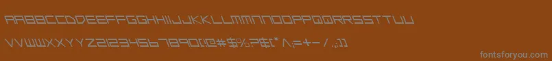 Fonte LowGunScreenLeftalic – fontes cinzas em um fundo marrom