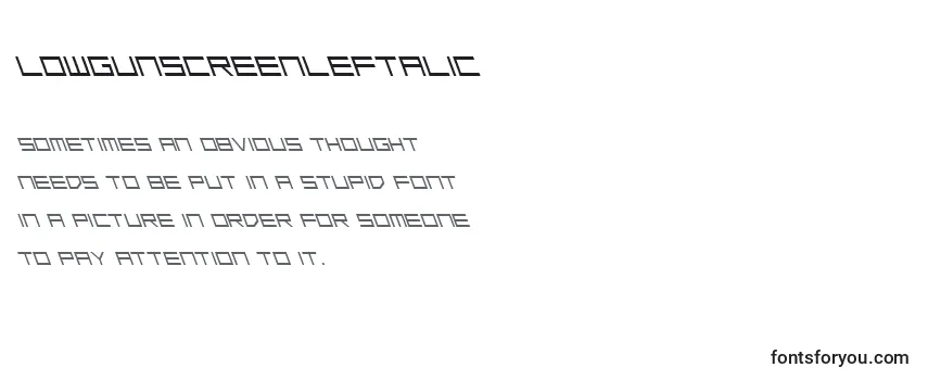 Review of the LowGunScreenLeftalic Font