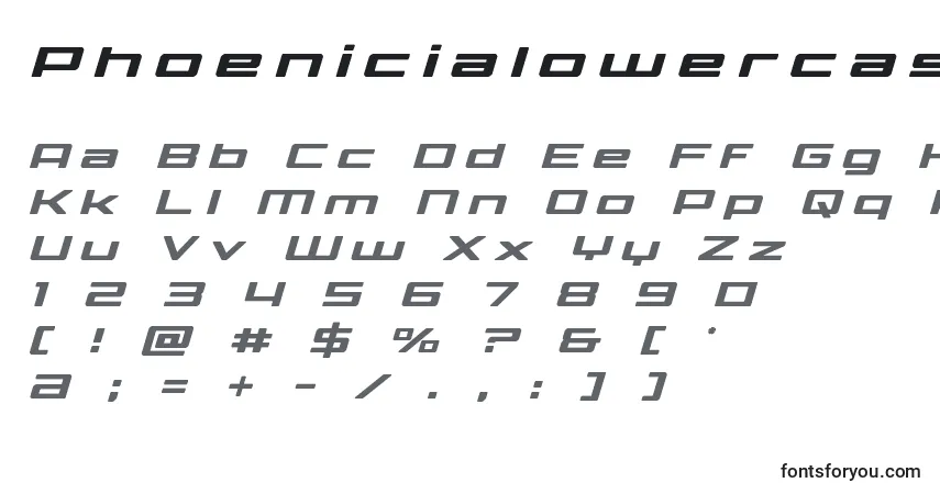 Шрифт Phoenicialowercasetitleital – алфавит, цифры, специальные символы