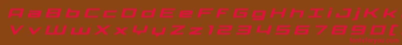 フォントPhoenicialowercasetitleital – 赤い文字が茶色の背景にあります。