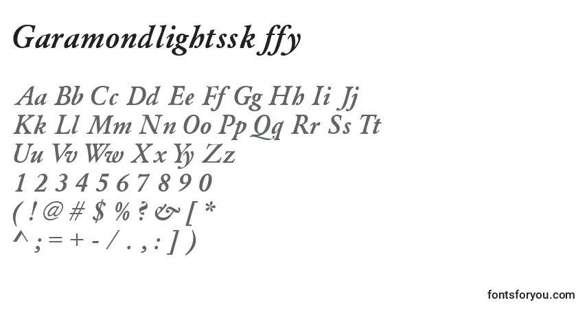 Шрифт Garamondlightssk ffy – алфавит, цифры, специальные символы