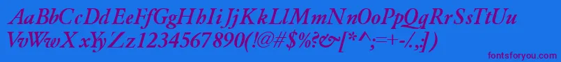 Шрифт Garamondlightssk ffy – фиолетовые шрифты на синем фоне