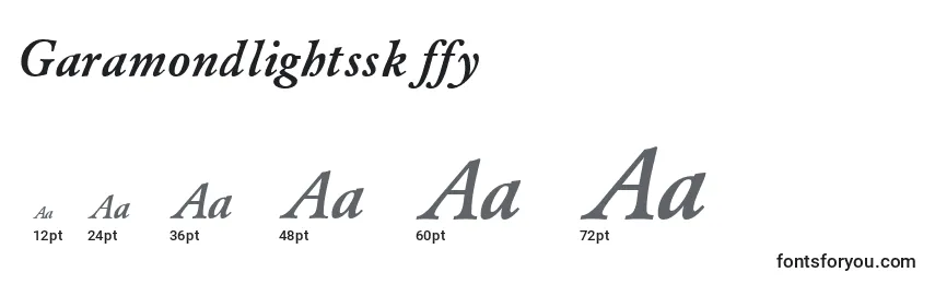 Размеры шрифта Garamondlightssk ffy