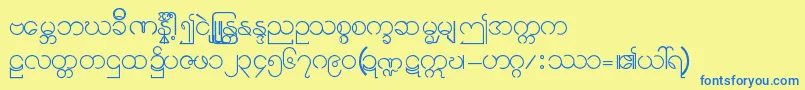 Burmese11-Schriftart – Blaue Schriften auf gelbem Hintergrund