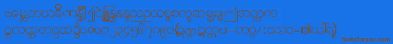 Burmese11-Schriftart – Braune Schriften auf blauem Hintergrund