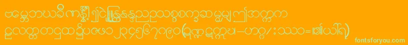 Burmese11-Schriftart – Grüne Schriften auf orangefarbenem Hintergrund