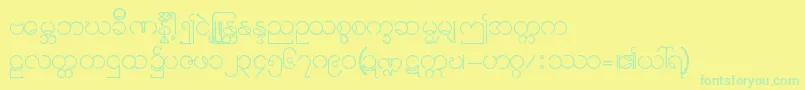 Burmese11-Schriftart – Grüne Schriften auf gelbem Hintergrund