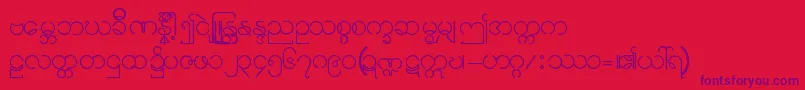 Burmese11-Schriftart – Violette Schriften auf rotem Hintergrund