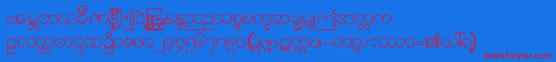 Burmese11 Font – Red Fonts on Blue Background