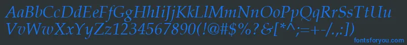 PalatinoLtItalic Font – Blue Fonts on Black Background