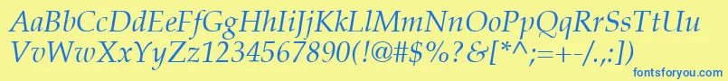 PalatinoLtItalic Font – Blue Fonts on Yellow Background